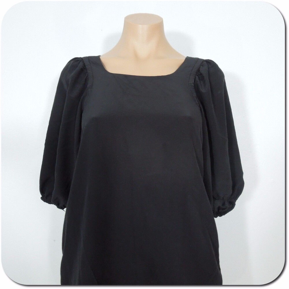 EXPRESS Dress XS Womens Black Silk Buff Short Sleeves